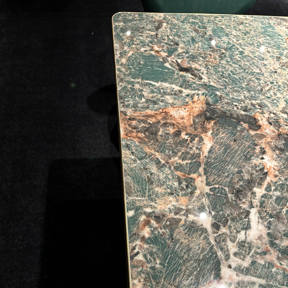 HUALIN Modern style theme restaurant luxury marble dining table with stainless steel legs, customizable size and color