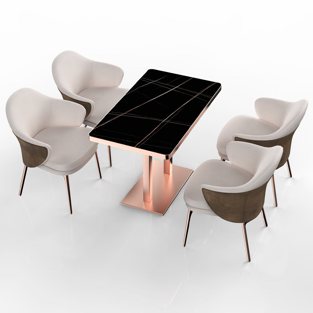 HUALIN Restaurant luxury sintered stone dining table with comfortable chairs, customizable material, color and size