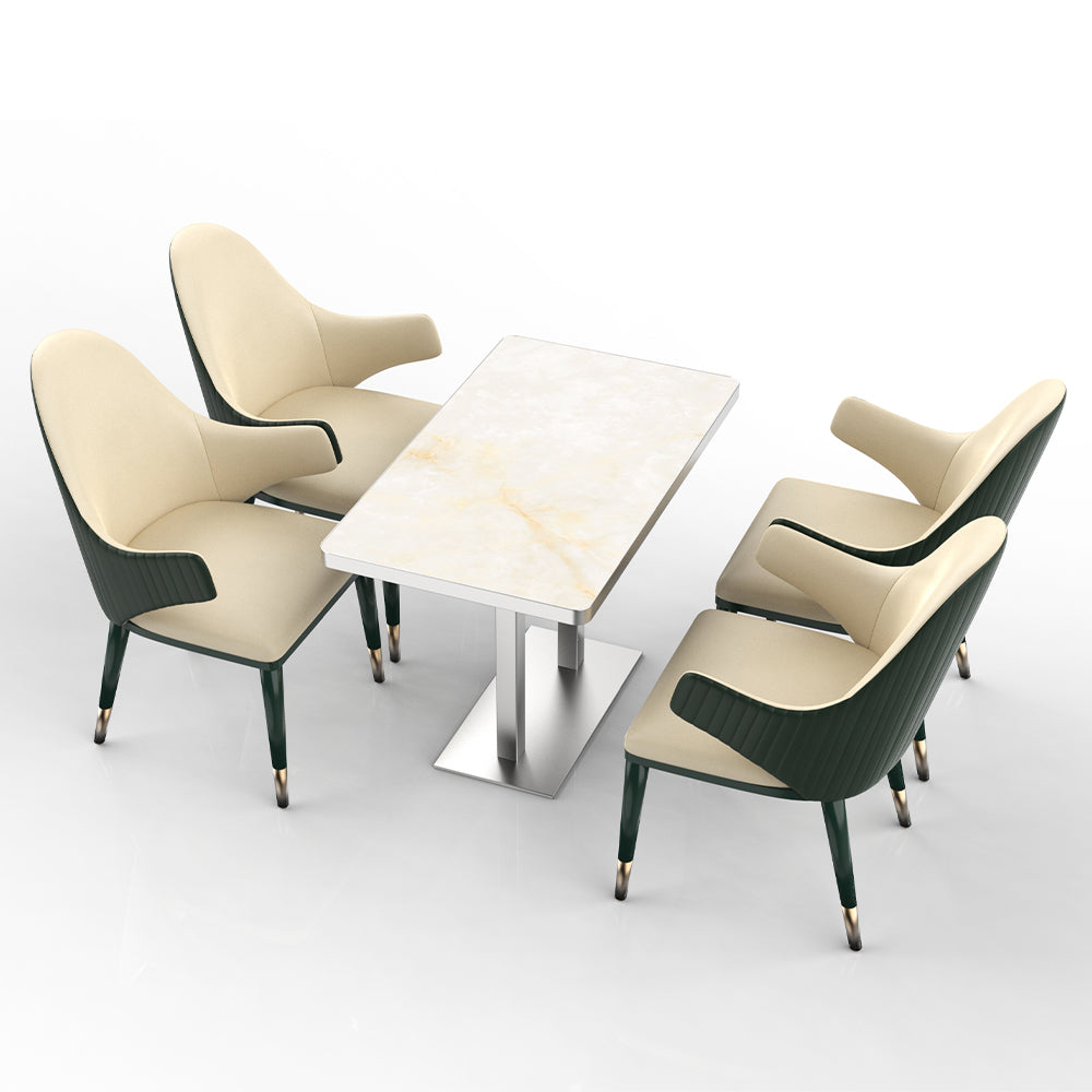 HUALIN Restaurant luxury sintered stone dining table with comfortable chairs, customizable material, color and size