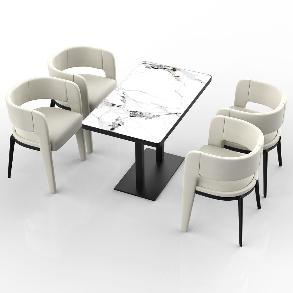 HUALIN Restaurant luxury sintered stone dining table with comfortable chairs, customizable material, color and size