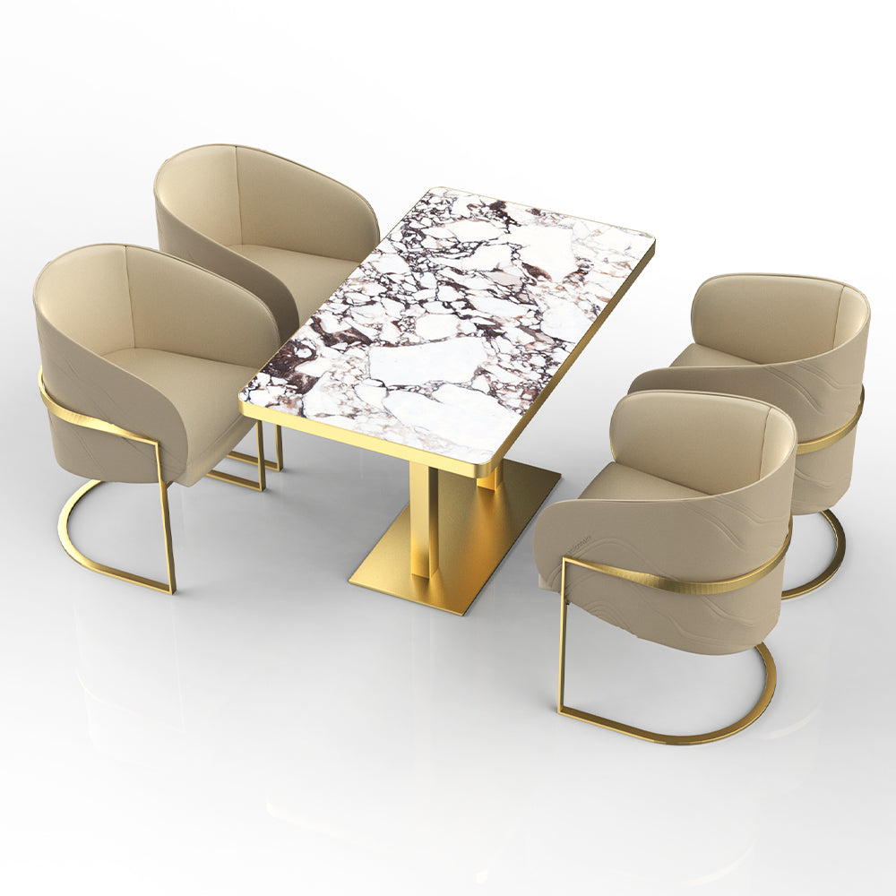 HUALIN Restaurant luxury sintered stone dining table with comfortable chairs, customizable material, color and size