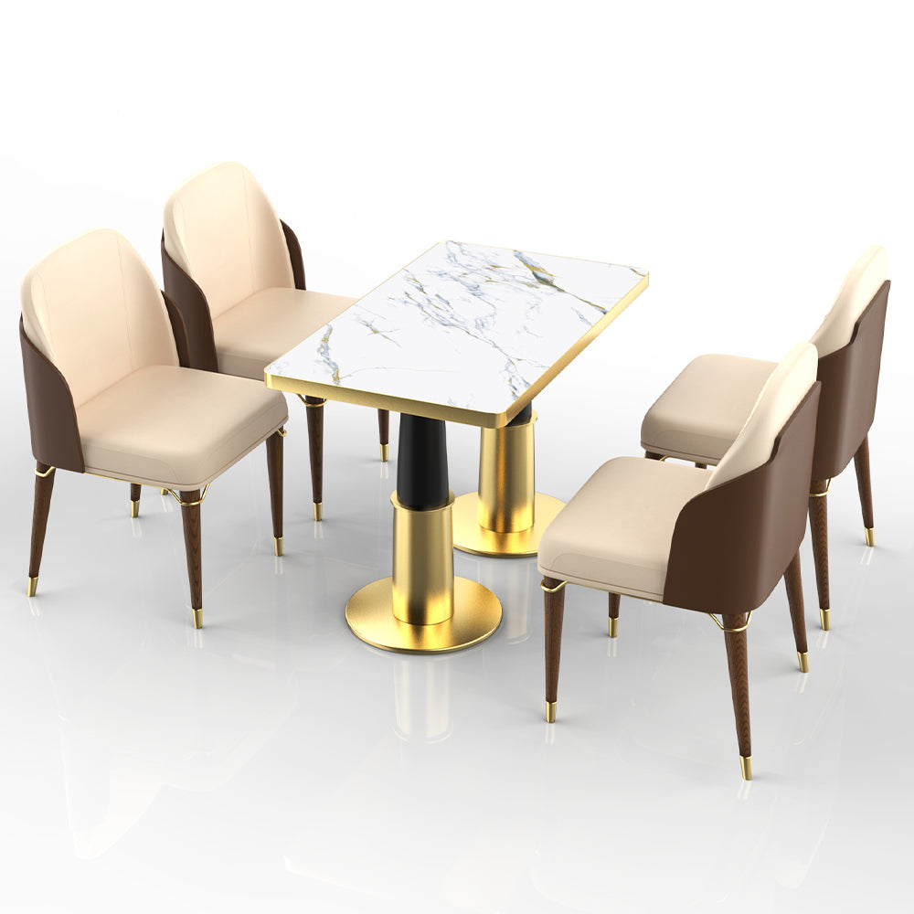 HUALIN Restaurant luxury sintered stone ceramic dining table with comfortable chair