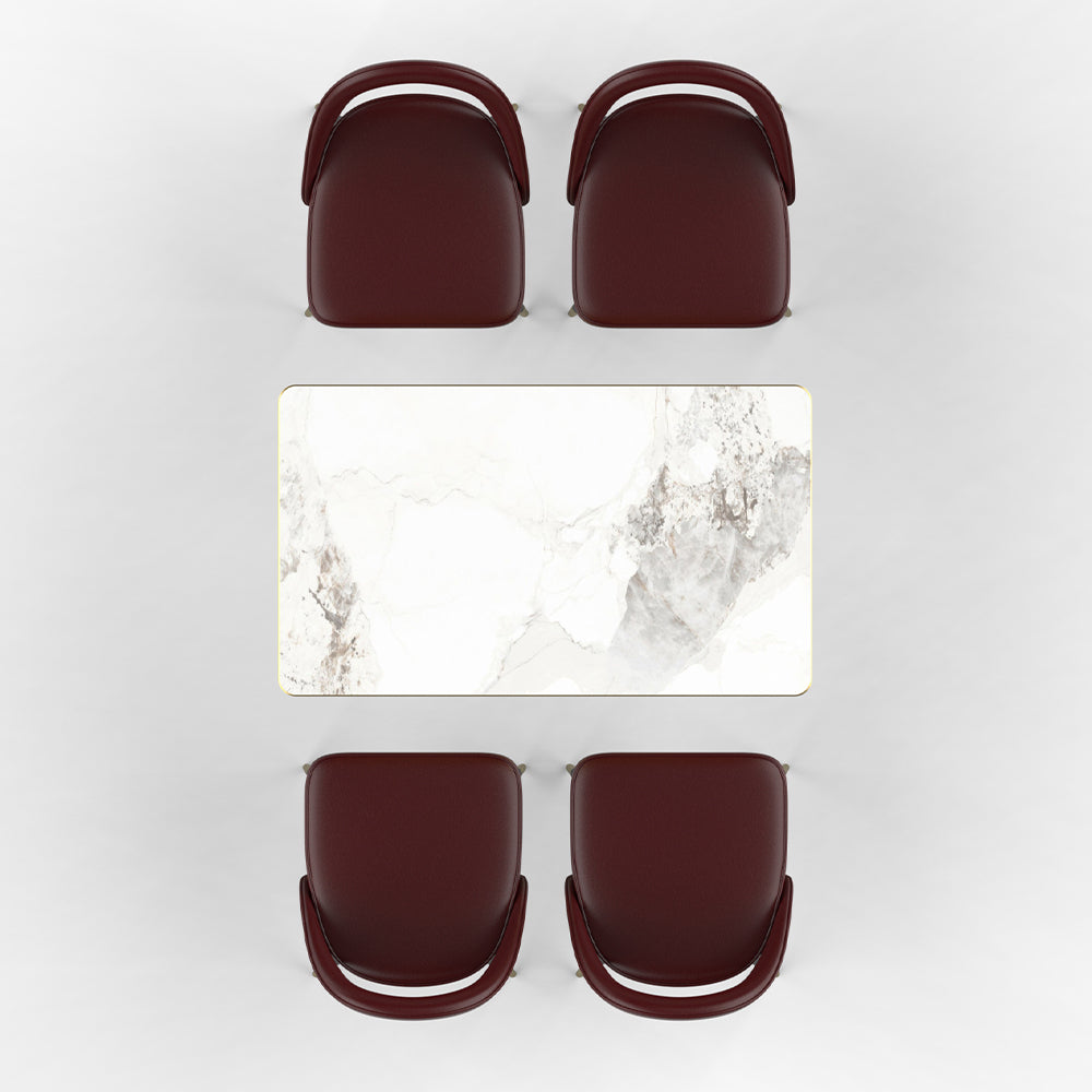 HUALIN Restaurant luxury sintered stone marble dining table chairs comfortable booths, material size color batch customization