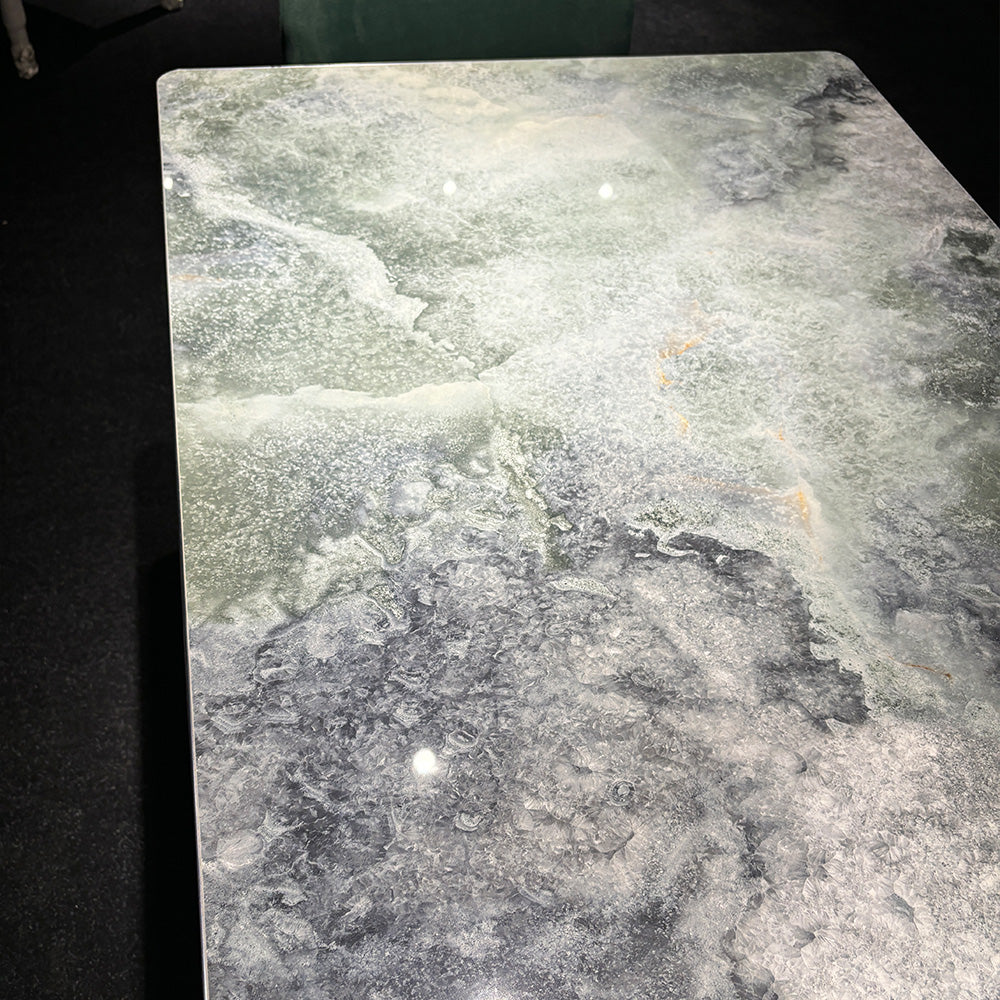 HUALIN Modern style theme restaurant luxury marble dining table with stainless steel legs, customizable size and color