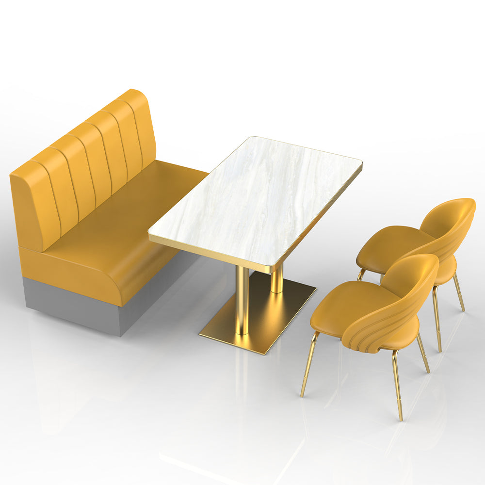 HUALIN Restaurant Luxury Sintered Stone Ceramic Dining Table And Chair Comfortable Booth