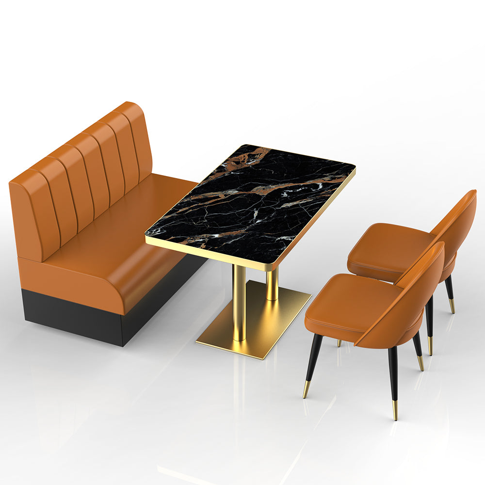 HUALIN Restaurant Luxury Sintered Stone Ceramic Dining Table And Chair Comfortable Booth