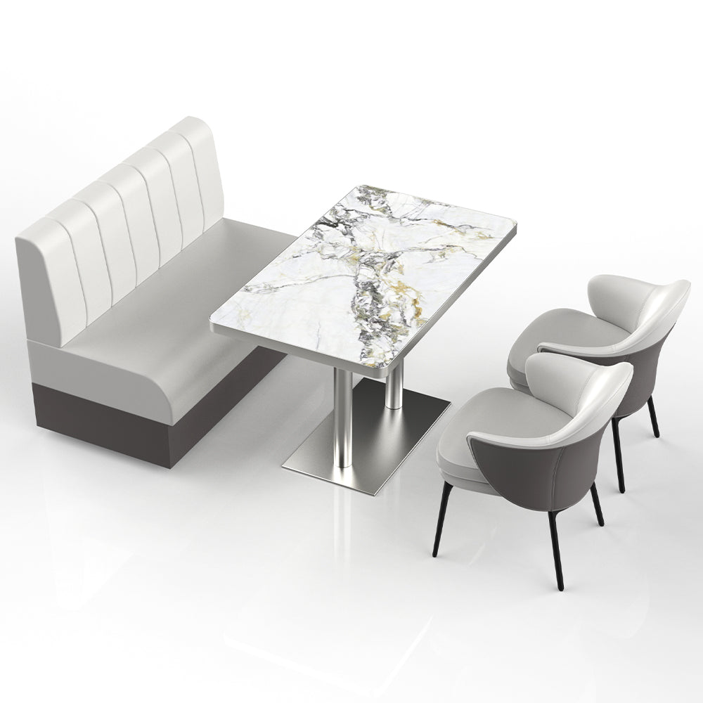 HUALIN Restaurant Luxury Sintered Stone Ceramic Dining Table And Chair Comfortable Booth
