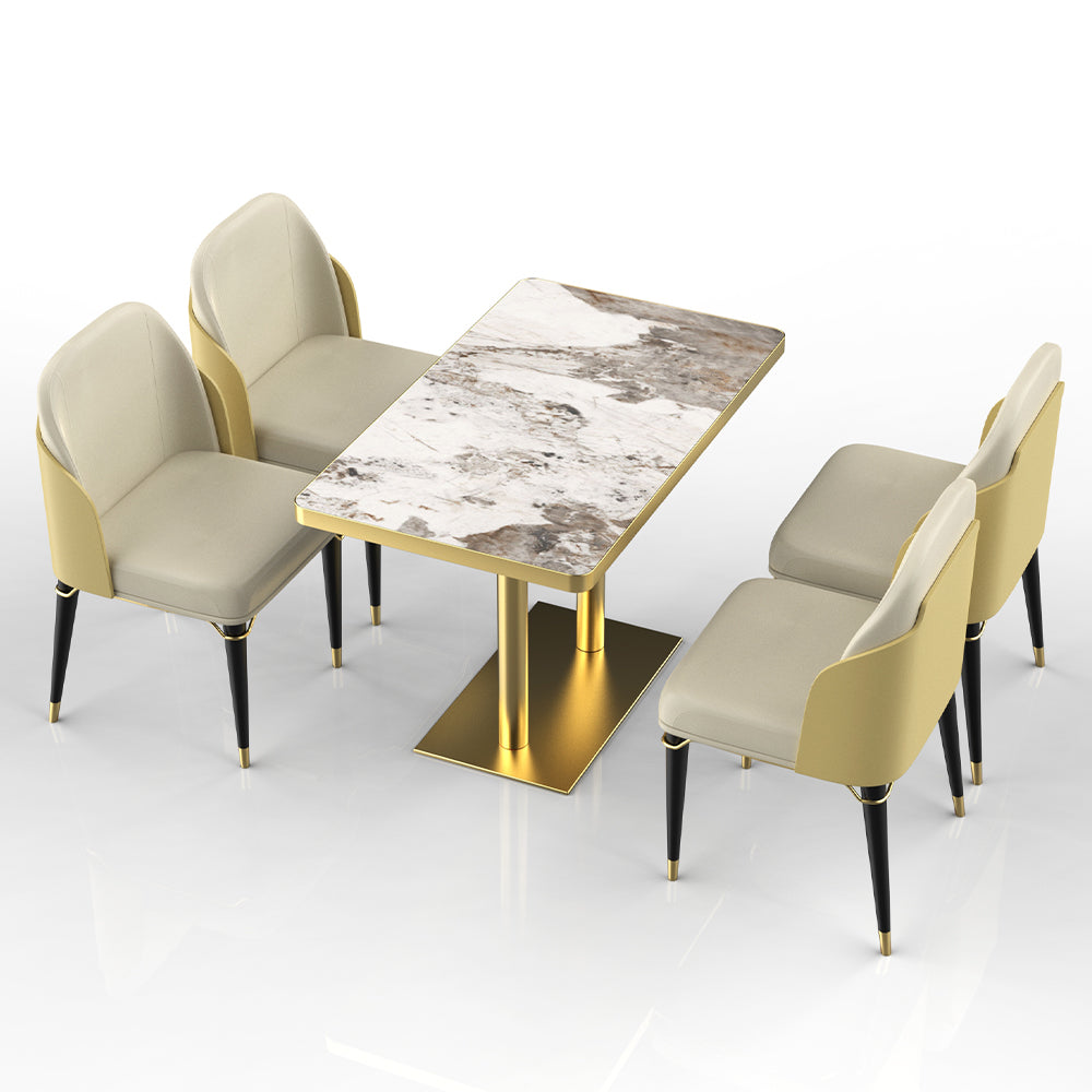 HUALIN Restaurant luxury sintered stone dining table with comfortable chairs, customizable material, color and size