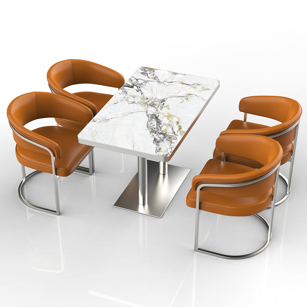 HUALIN Restaurant luxury sintered stone dining table with comfortable chairs, customizable material, color and size