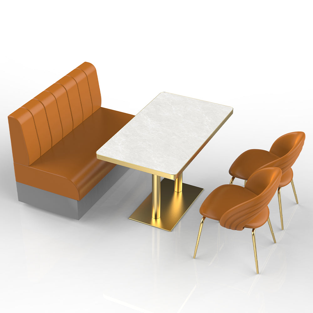 HUALIN Restaurant Luxury Sintered Stone Ceramic Dining Table And Chair Comfortable Booth