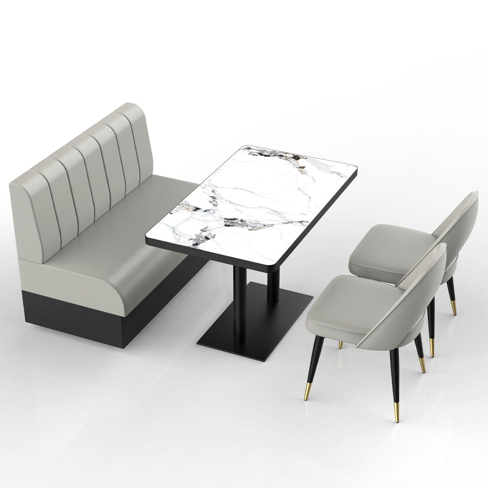 HUALIN Restaurant luxury sintered stone marble dining table chairs comfortable booths, material size color batch customization
