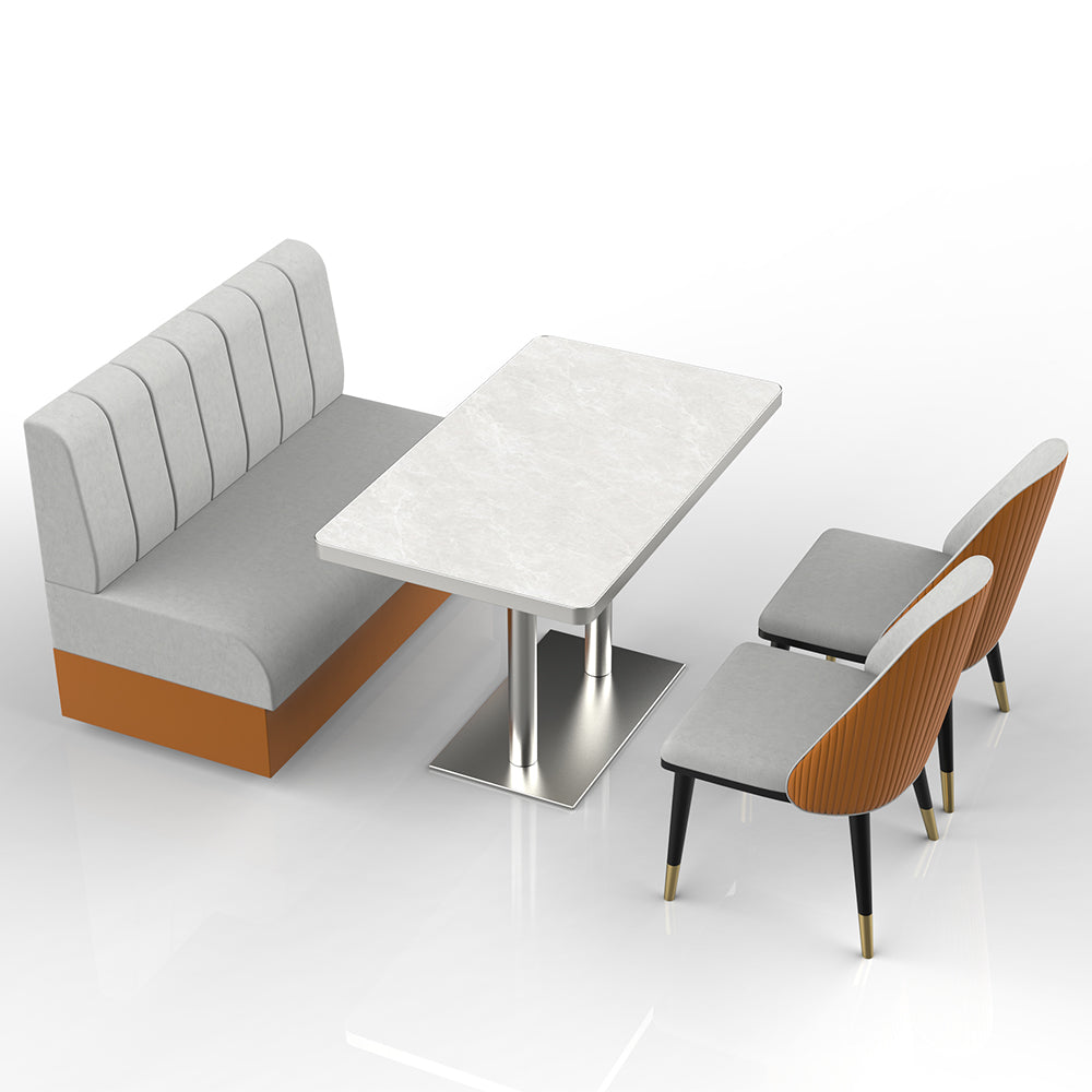 HUALIN Restaurant luxury sintered stone marble dining table chairs comfortable booths, material size color batch customization