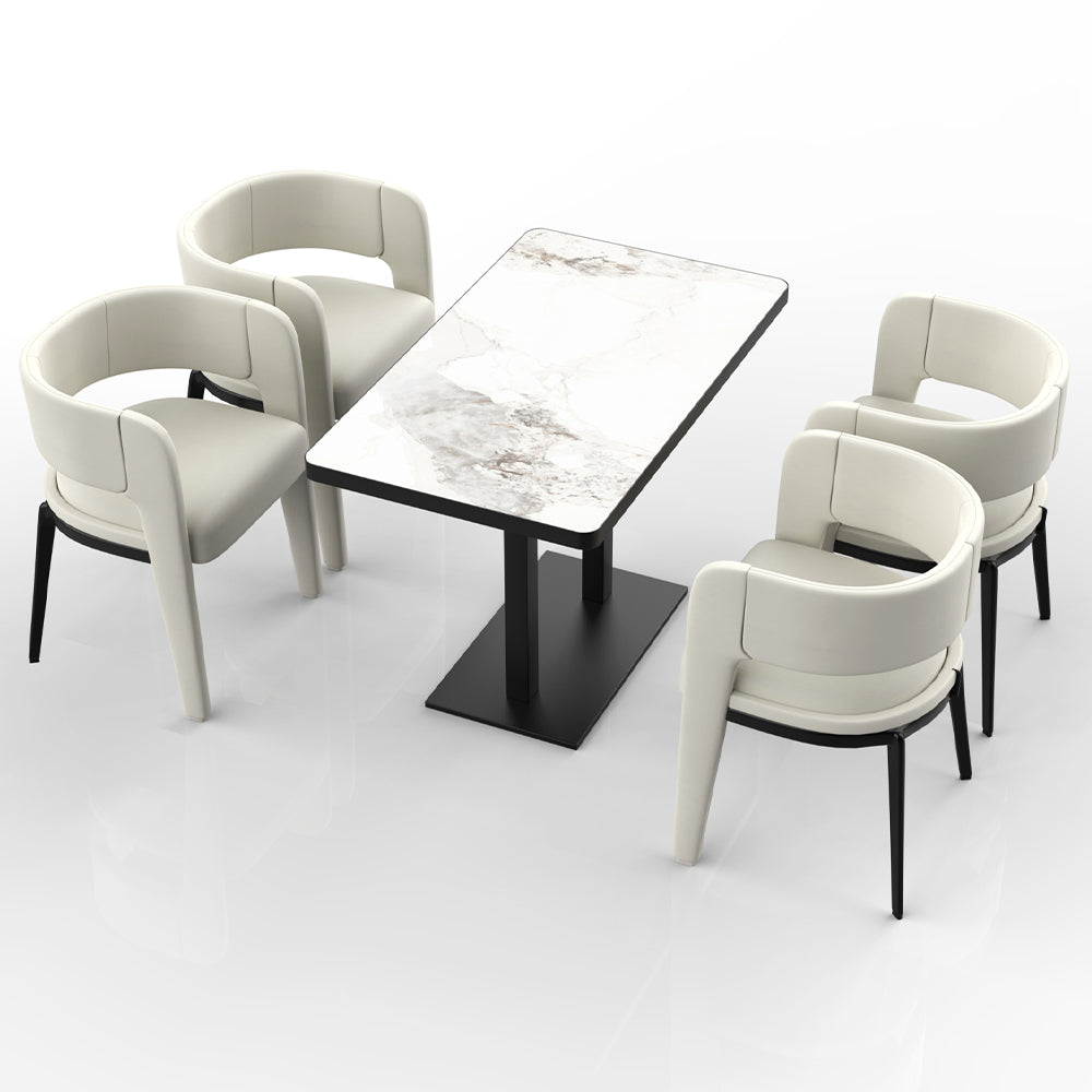 HUALIN Restaurant luxury sintered stone dining table with comfortable chairs, customizable material, color and size