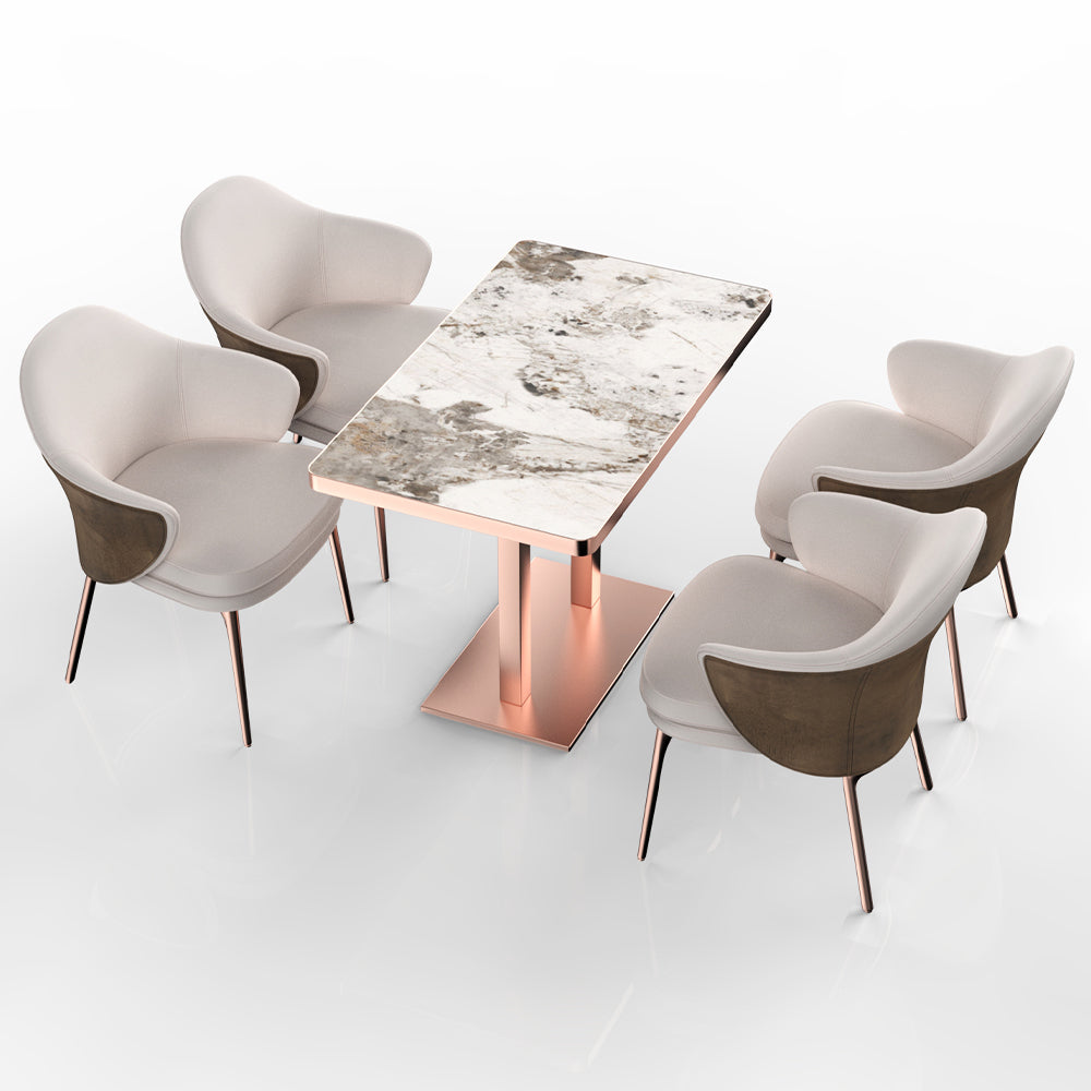 HUALIN Restaurant luxury sintered stone dining table with comfortable chairs, customizable material, color and size