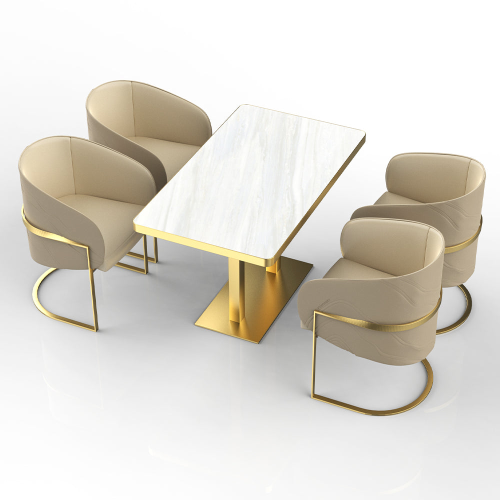 HUALIN Restaurant luxury sintered stone dining table with comfortable chairs, customizable material, color and size