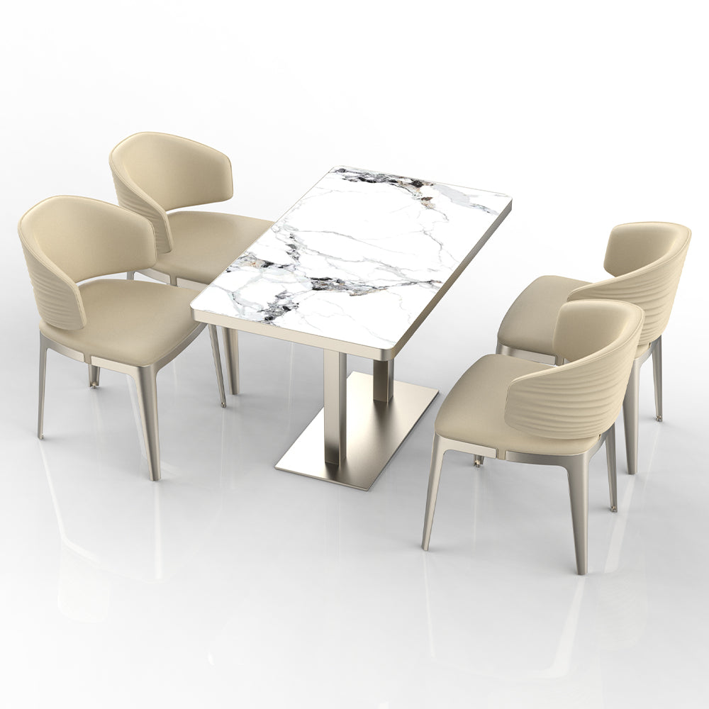 HUALIN Restaurant luxury sintered stone dining table with comfortable chairs, customizable material, color and size