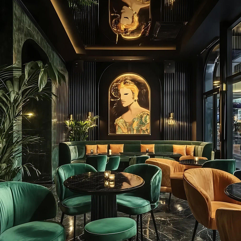 HUALIN Luxurious sintered stone dining tables, solid wood dining tables, dining chairs and comfortable booths. Customizable materials, colors and sizes