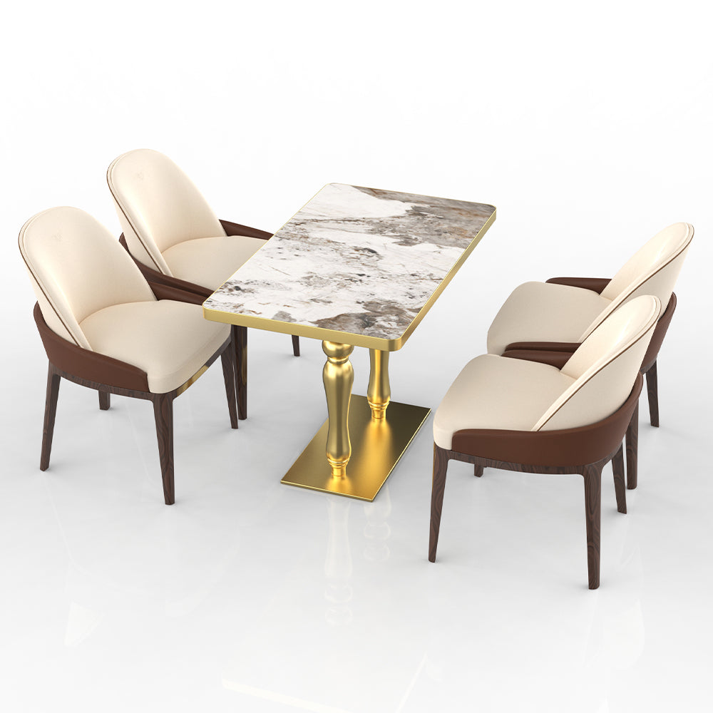 HUALIN Restaurant luxury sintered stone dining table with comfortable chairs, customizable material, color and size
