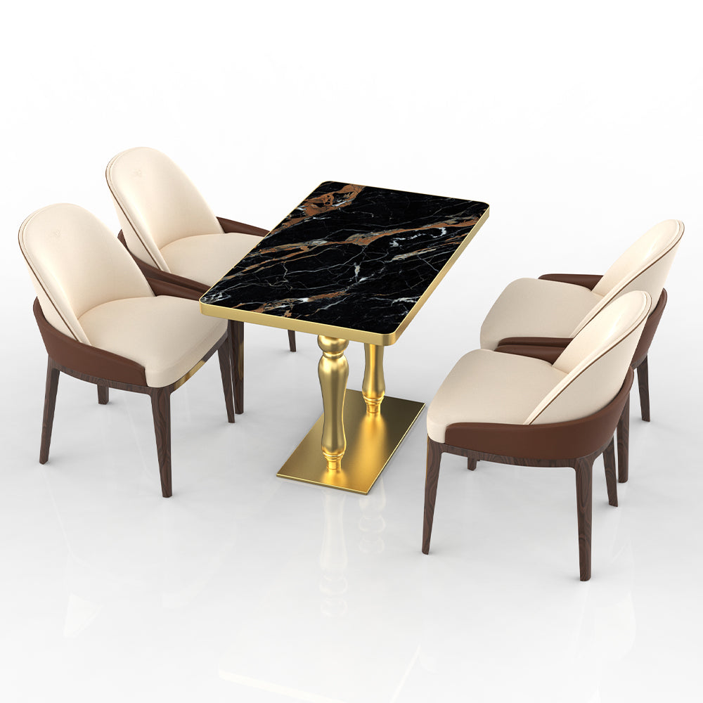 HUALIN Restaurant luxury sintered stone dining table with comfortable chairs, customizable material, color and size