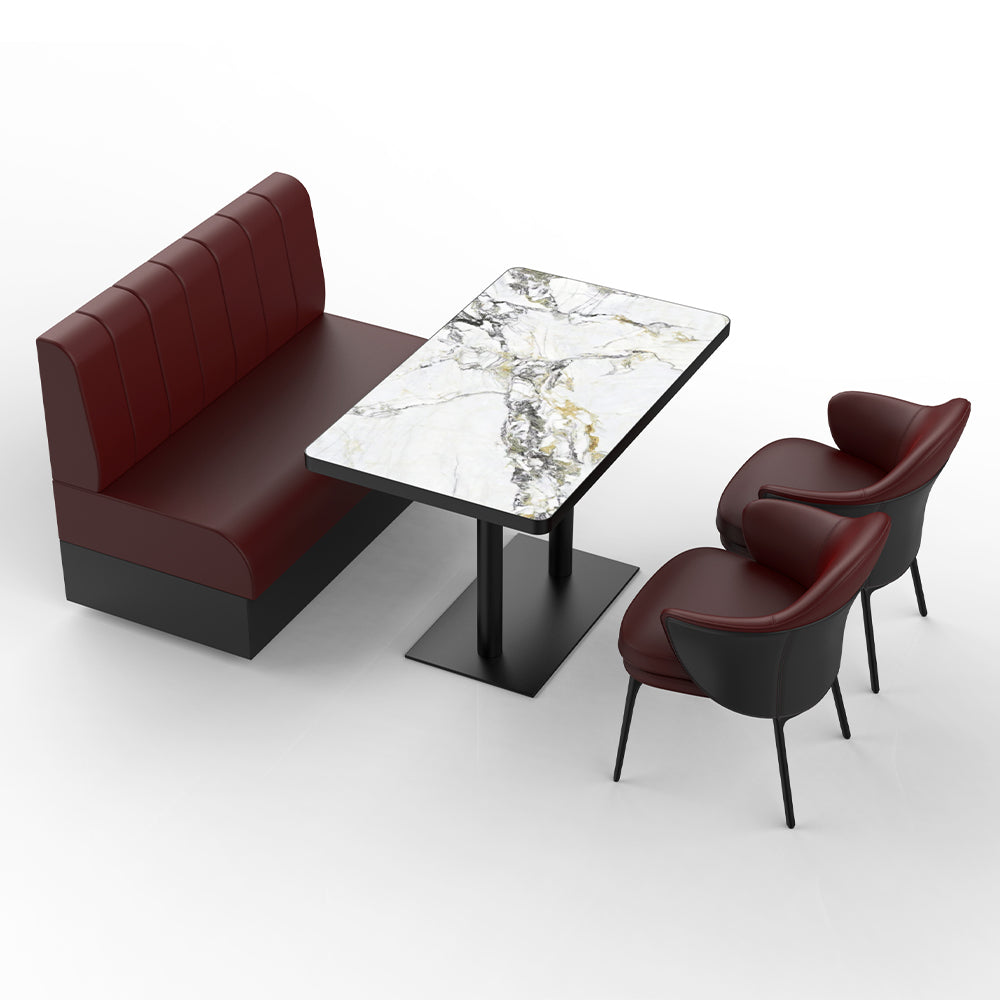 HUALIN Restaurant Luxury Sintered Stone Ceramic Dining Table And Chair Comfortable Booth