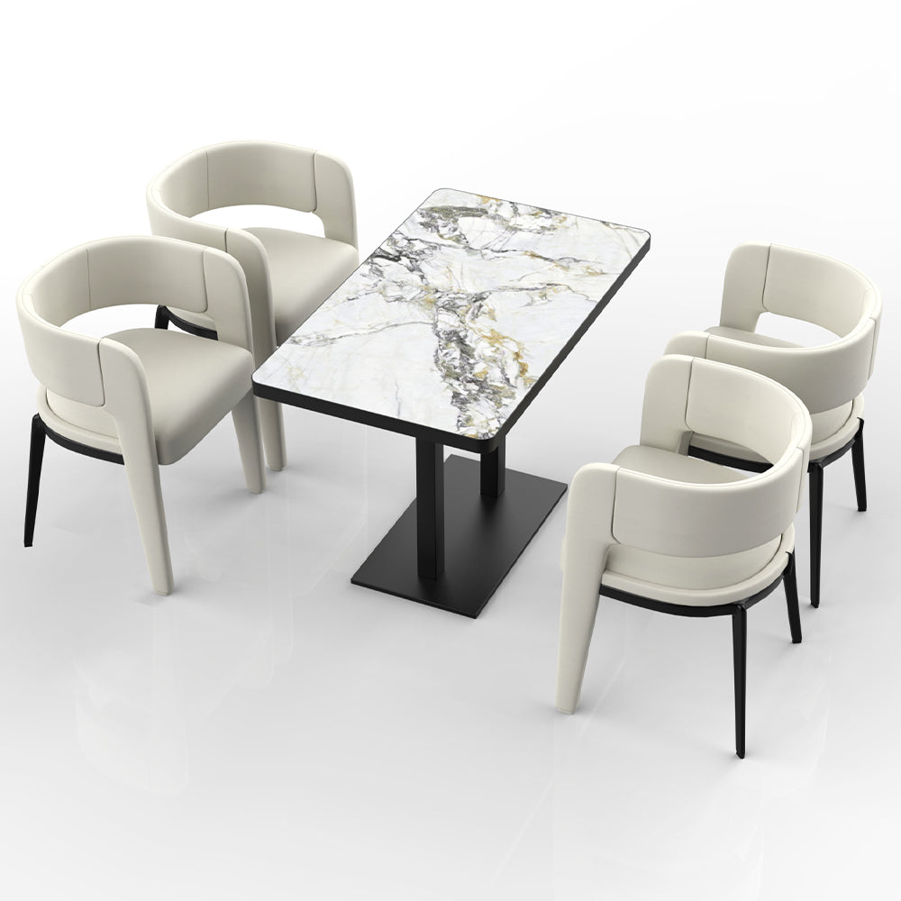 HUALIN Restaurant luxury sintered stone dining table with comfortable chairs, customizable material, color and size