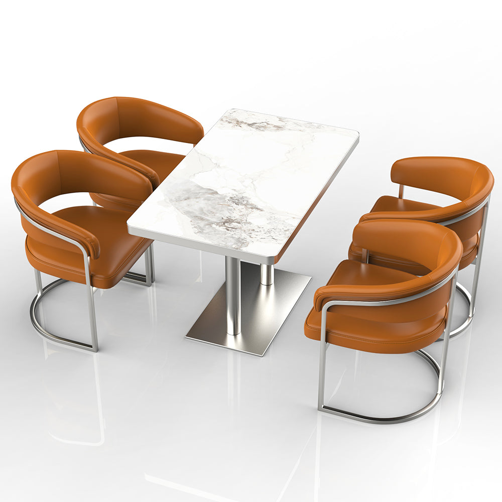 HUALIN Restaurant luxury sintered stone dining table with comfortable chairs, customizable material, color and size