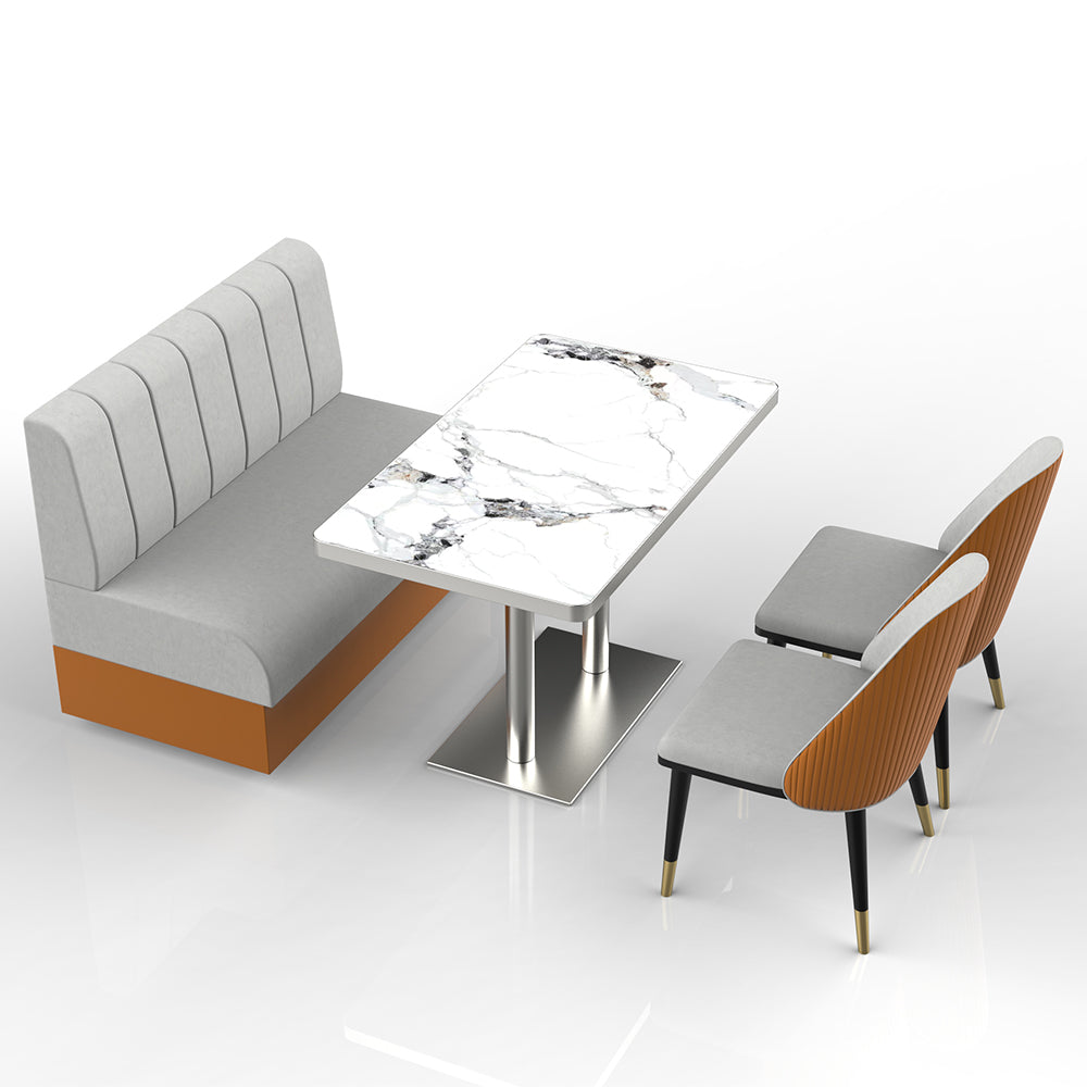 HUALIN Restaurant luxury sintered stone marble dining table chairs comfortable booths, material size color batch customization