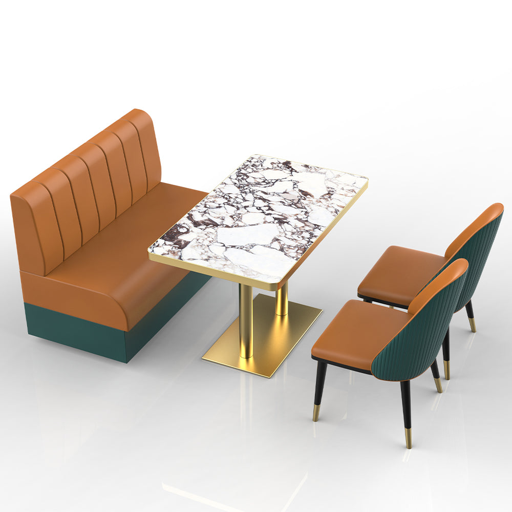 HUALIN Restaurant luxury sintered stone marble dining table chairs comfortable booths, material size color batch customization