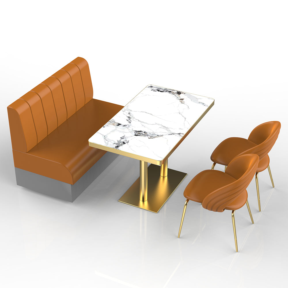 HUALIN Restaurant Luxury Sintered Stone Ceramic Dining Table And Chair Comfortable Booth