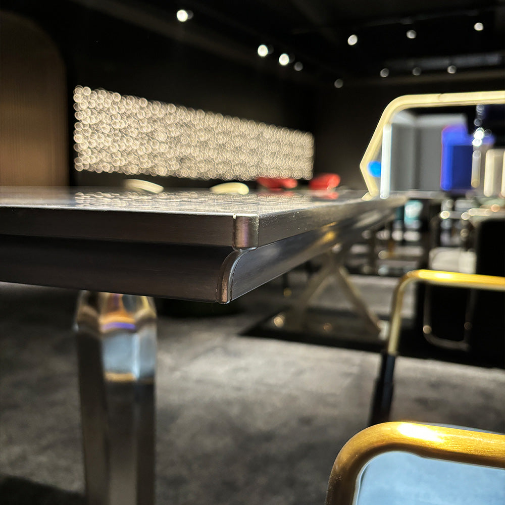 HUALIN Modern style theme restaurant luxury marble dining table with stainless steel legs, customizable size and color