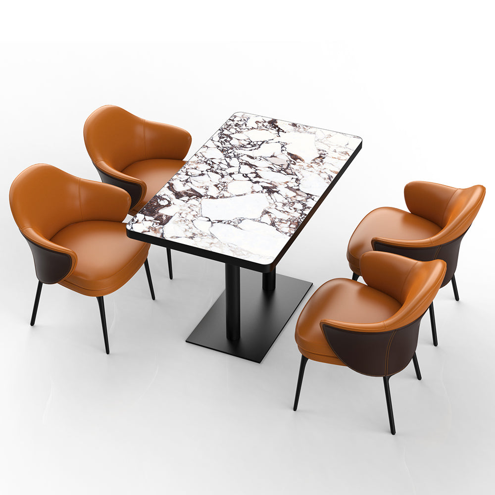 HUALIN Restaurant luxury sintered stone ceramic dining table with comfortable chair