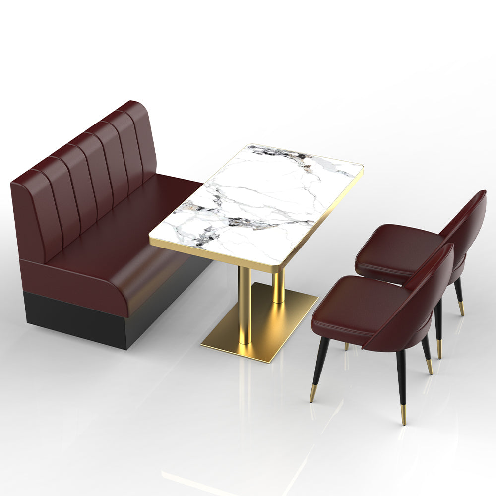 HUALIN Restaurant luxury sintered stone marble dining table chairs comfortable booths, material size color batch customization