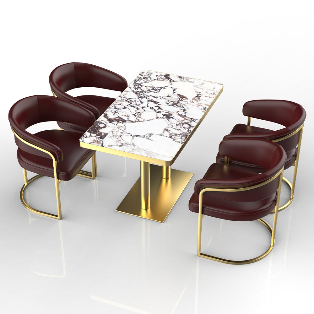 HUALIN Restaurant luxury sintered stone dining table with comfortable chairs, customizable material, color and size