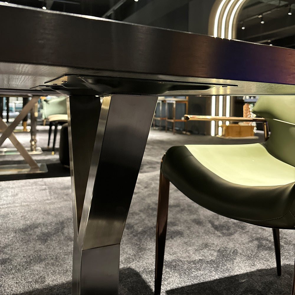 HUALIN Modern style theme restaurant luxury marble dining table with stainless steel legs, customizable size and color