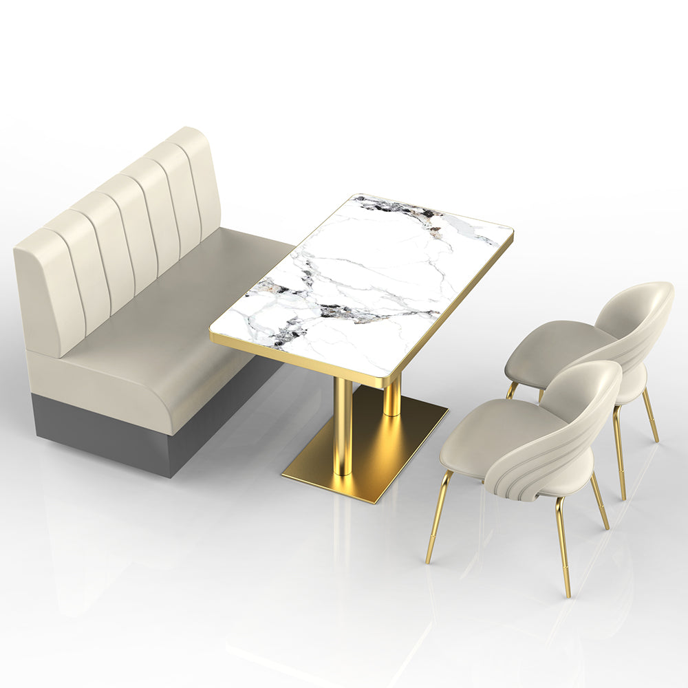 HUALIN Restaurant Luxury Sintered Stone Ceramic Dining Table And Chair Comfortable Booth