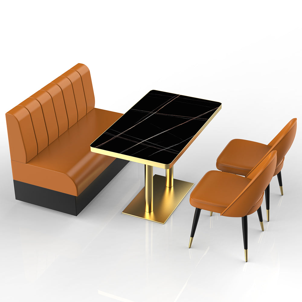 HUALIN Restaurant Luxury Sintered Stone Ceramic Dining Table And Chair Comfortable Booth