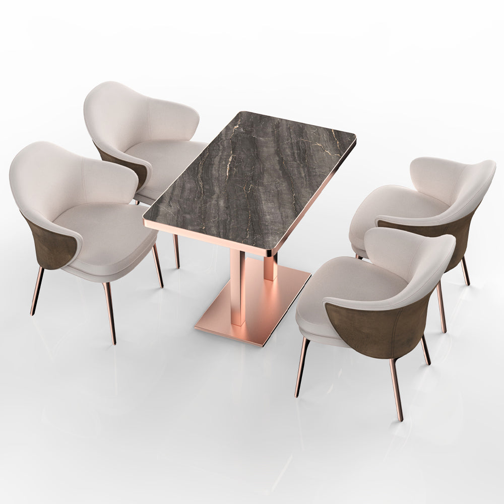 HUALIN Restaurant luxury sintered stone dining table with comfortable chairs, customizable material, color and size