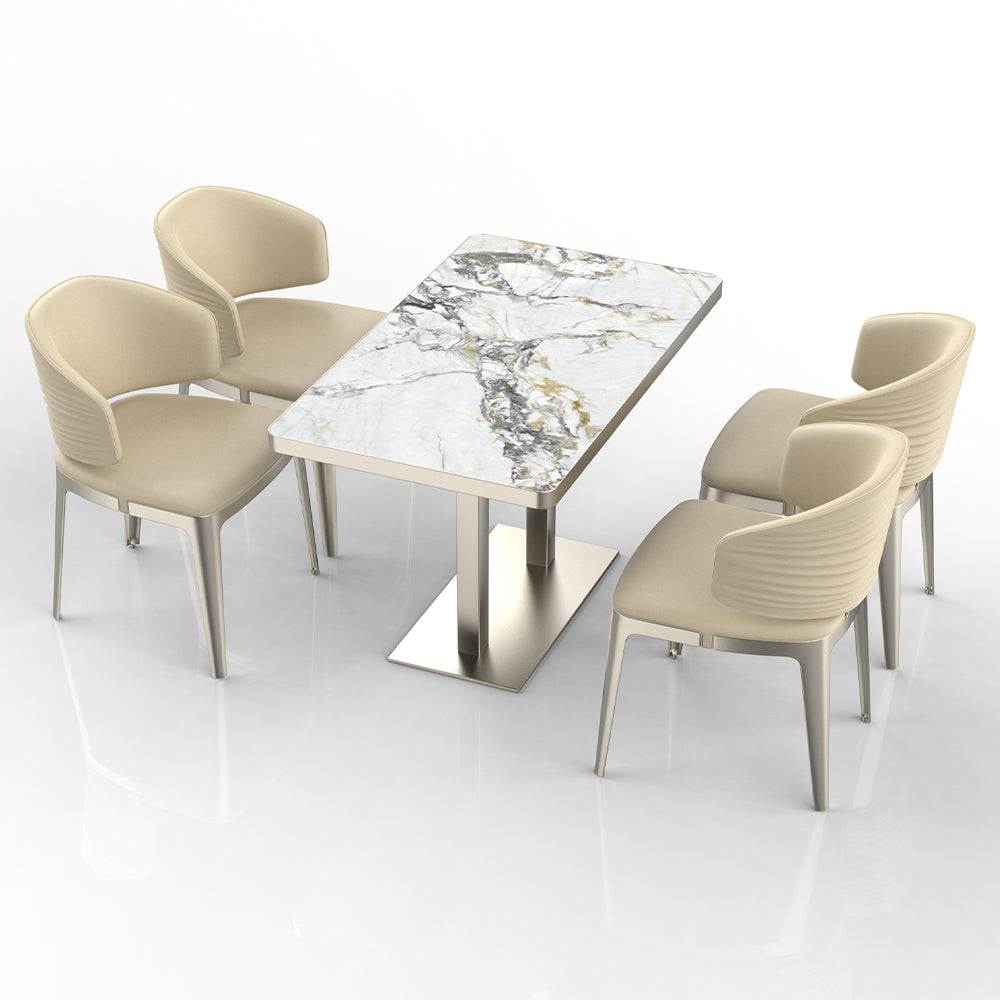 HUALIN Restaurant luxury sintered stone dining table with comfortable chairs, customizable material, color and size