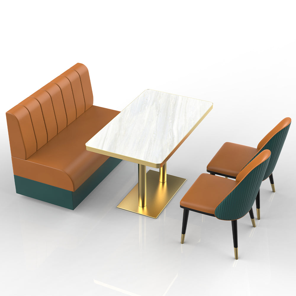 HUALIN Restaurant luxury sintered stone marble dining table chairs comfortable booths, material size color batch customization