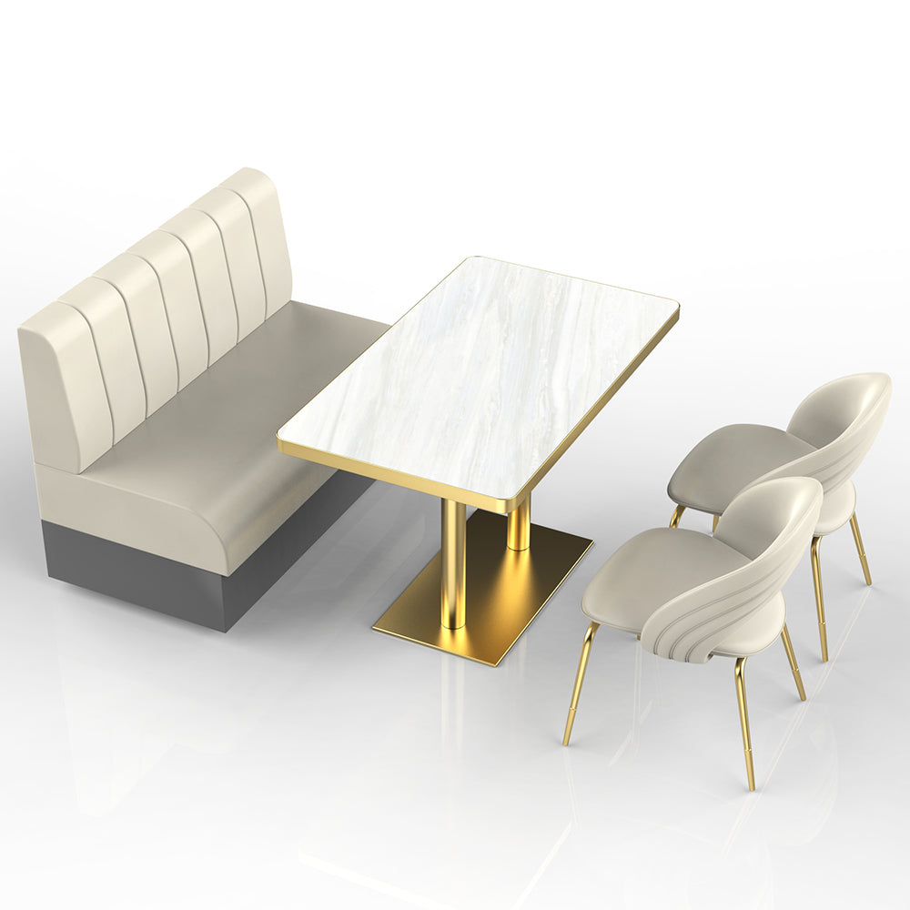 HUALIN Restaurant Luxury Sintered Stone Ceramic Dining Table And Chair Comfortable Booth