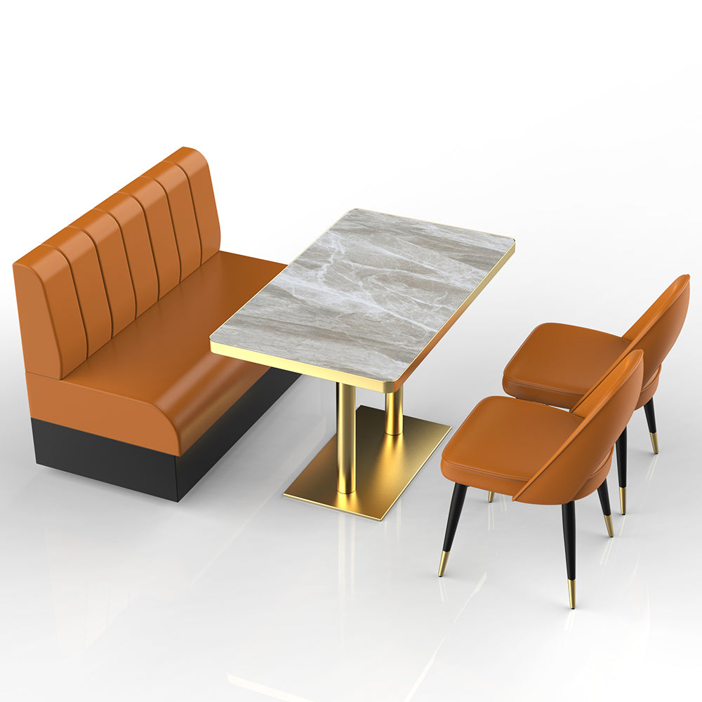 HUALIN Restaurant Luxury Sintered Stone Ceramic Dining Table And Chair Comfortable Booth