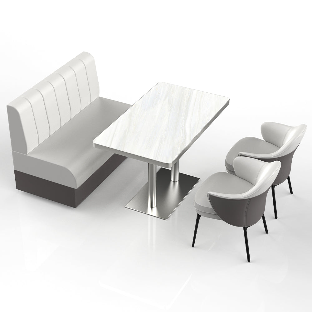 HUALIN Restaurant Luxury Sintered Stone Ceramic Dining Table And Chair Comfortable Booth