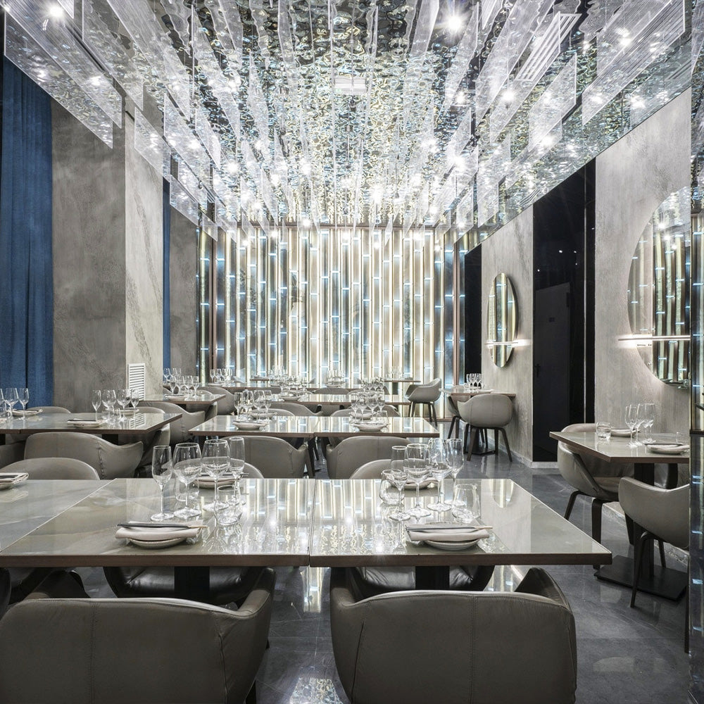 HUALIN Luxurious sintered stone dining tables, solid wood dining tables, dining chairs and comfortable booths. Customizable materials, colors and sizes