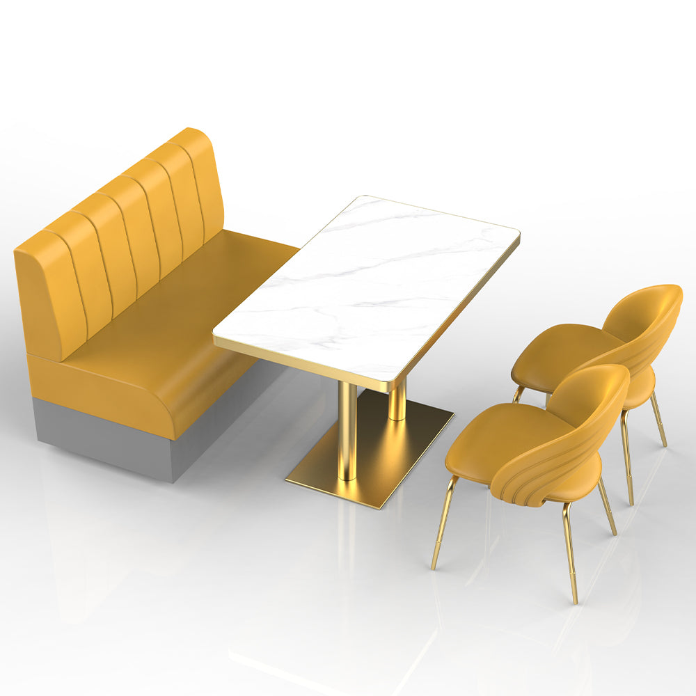 HUALIN Restaurant Luxury Sintered Stone Ceramic Dining Table And Chair Comfortable Booth