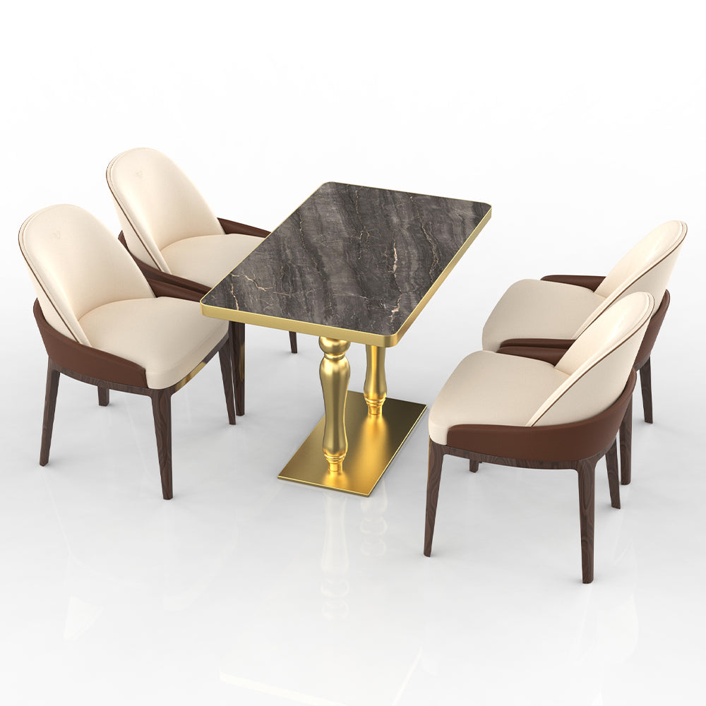 HUALIN Restaurant luxury sintered stone dining table with comfortable chairs, customizable material, color and size