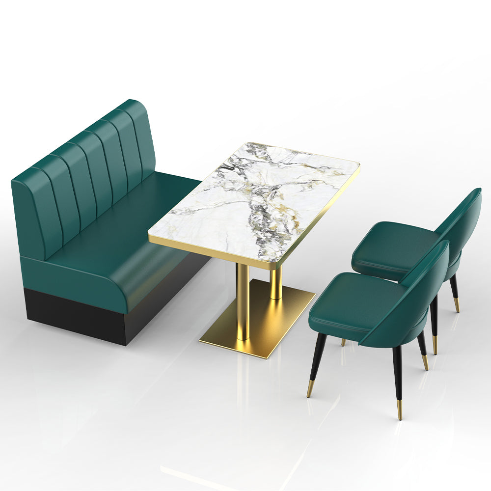 HUALIN Restaurant luxury sintered stone marble dining table chairs comfortable booths, material size color batch customization