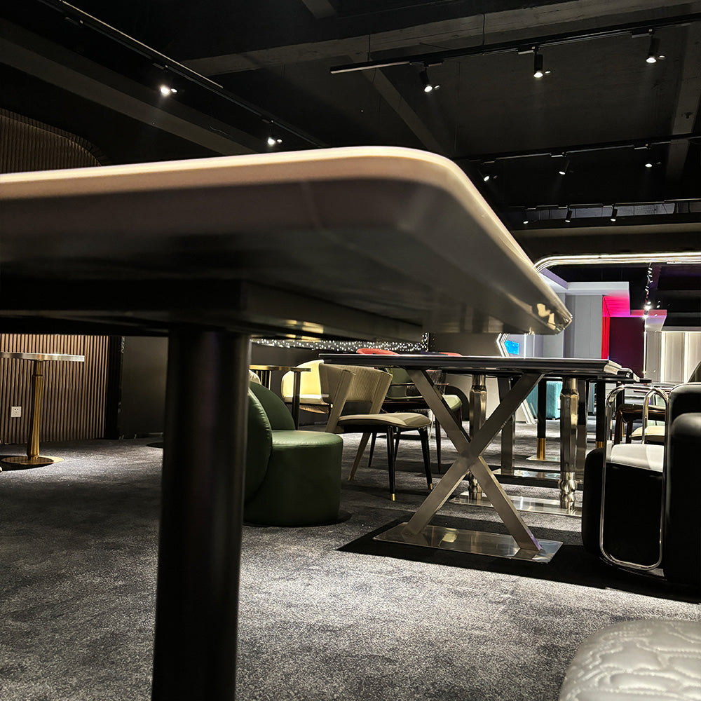 HUALIN Modern style theme restaurant luxury marble dining table with stainless steel legs, customizable size and color