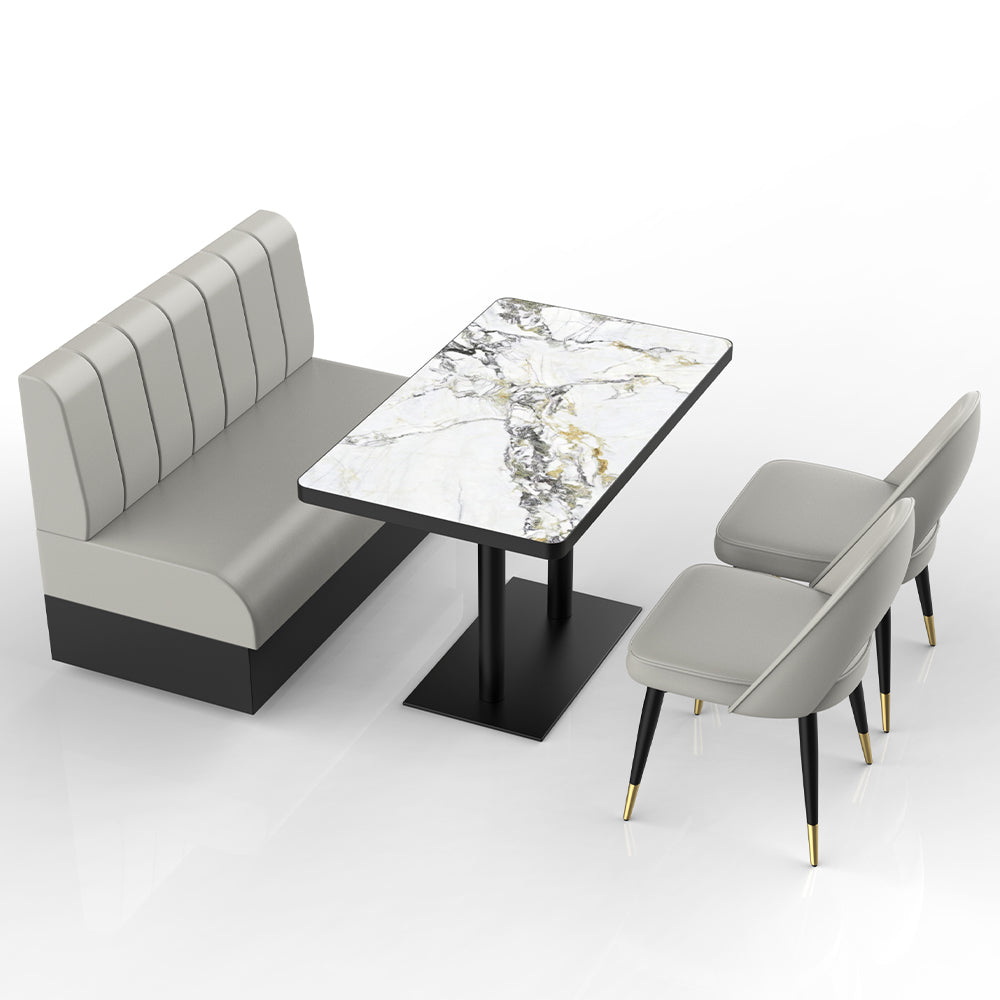 HUALIN Restaurant luxury sintered stone marble dining table chairs comfortable booths, material size color batch customization