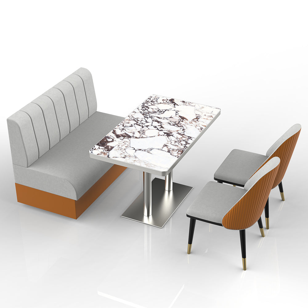 HUALIN Restaurant luxury sintered stone marble dining table chairs comfortable booths, material size color batch customization