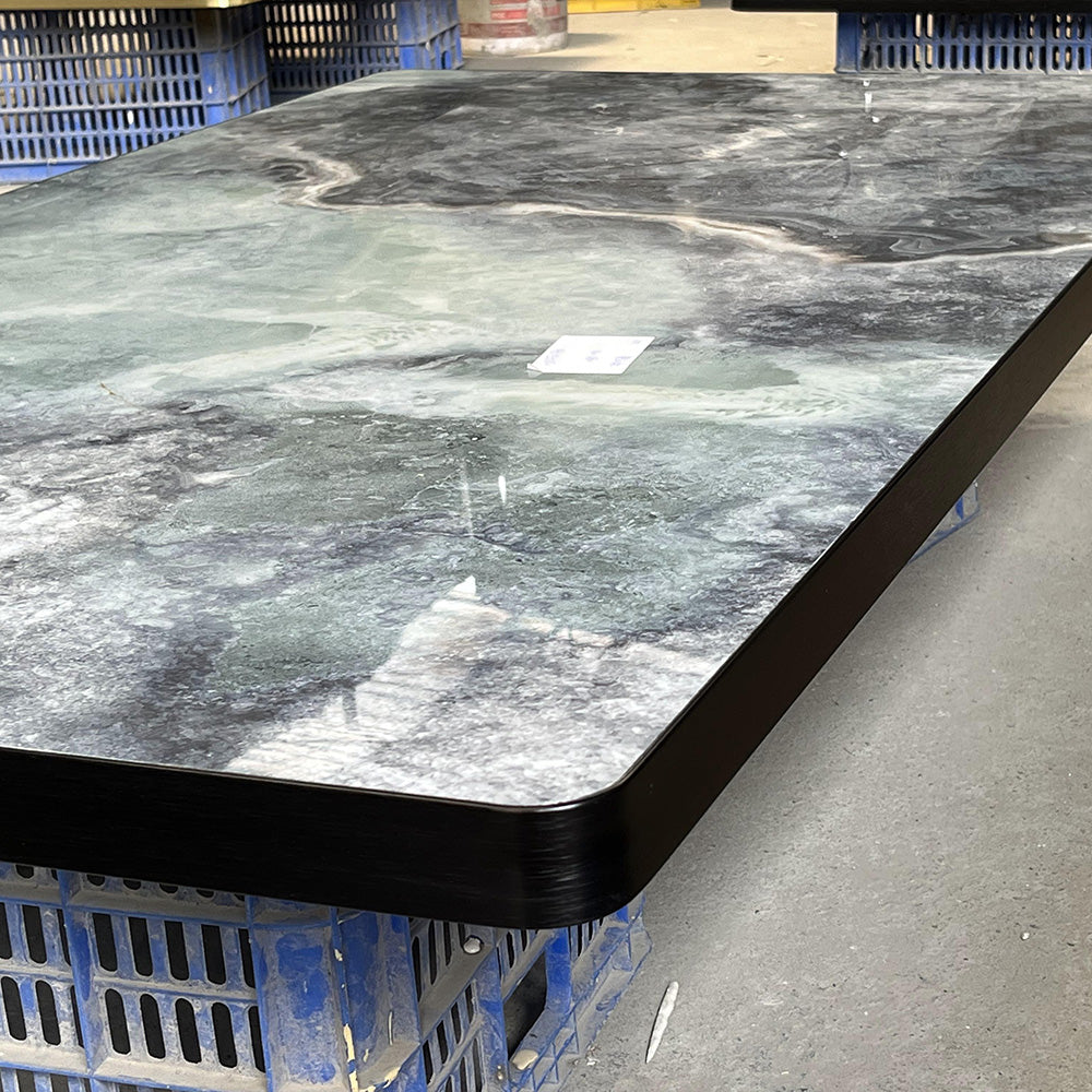HUALIN Modern style restaurant stone pattern luxury rock slab dining table sintered stone dining table custom sizes and colors